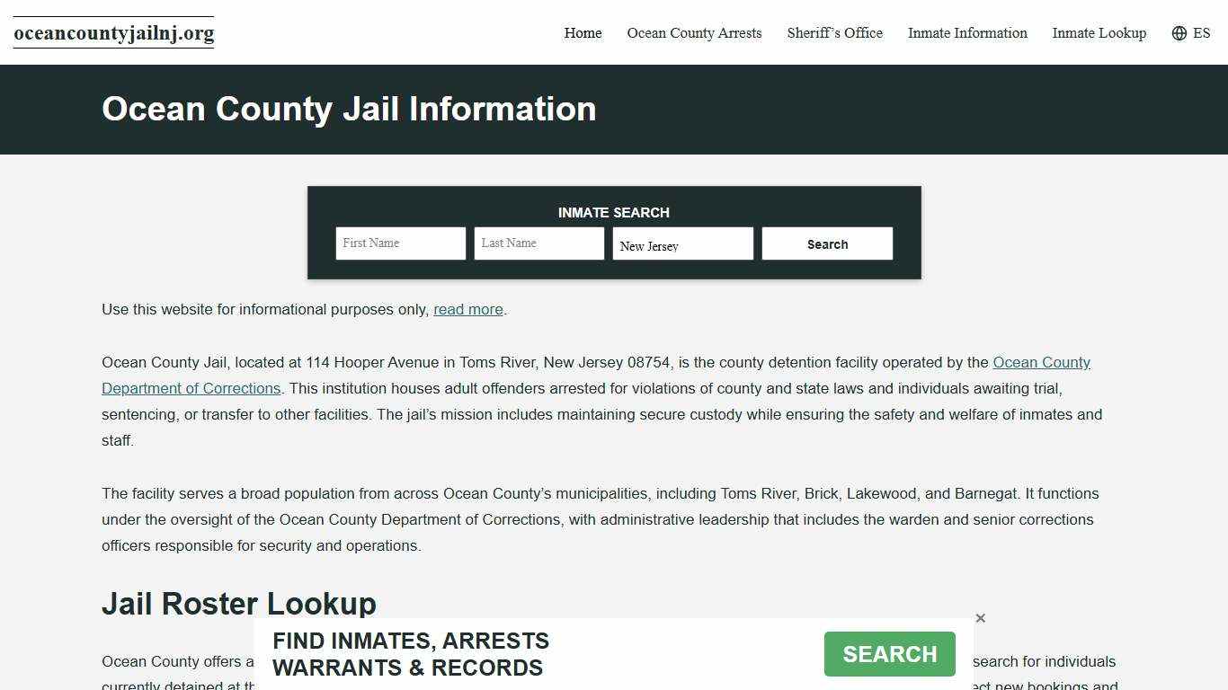 Ocean County, NJ Jail Roster, Inmate Info